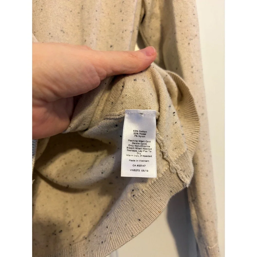 Talbots Turtleneck Sweater Womens MP‎ Beige Speckled Button Cuff Cotton Blend